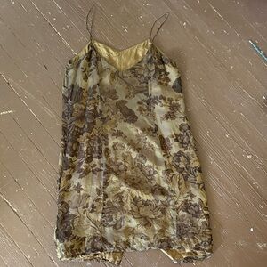 90s Whimsigoth Slip Dress in Olive and Brown